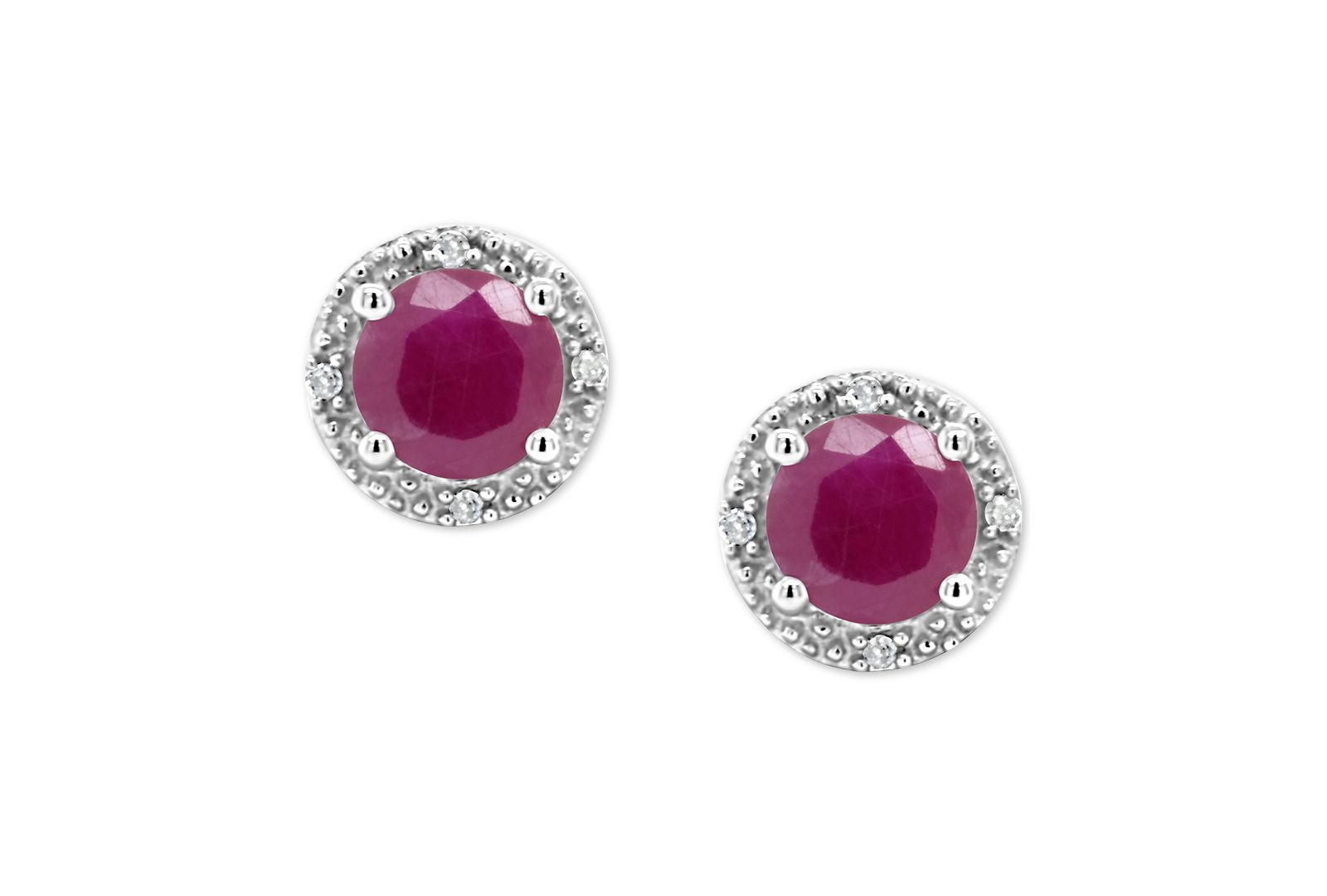 Ruby (1-1/5 ct. t.w.) & Diamond Accent Stud Earrings in Sterling Silver
