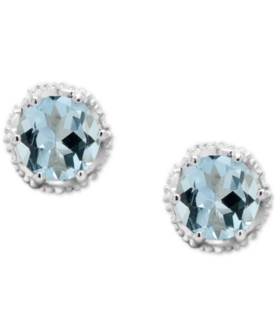 Aquamarine Stud Earrings (3/4 ct. t.w.) in Sterling Silver (Also in Opal)