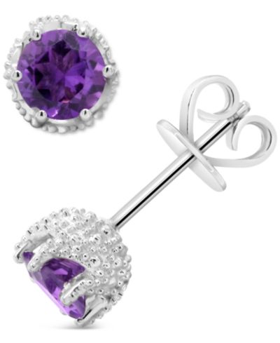 Серьги-гвоздики Rhodolite Garnet в серебре Sterling Silver