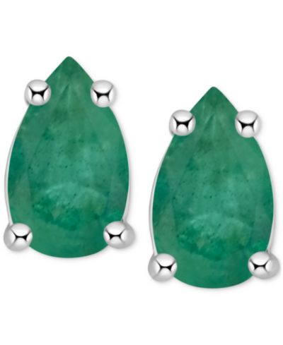 Tanzanite Pear-Shape Stud Earrings (3/8 ct. t.w.) in 14k White Gold (Also in Emerald, Ruby & Sapphire)