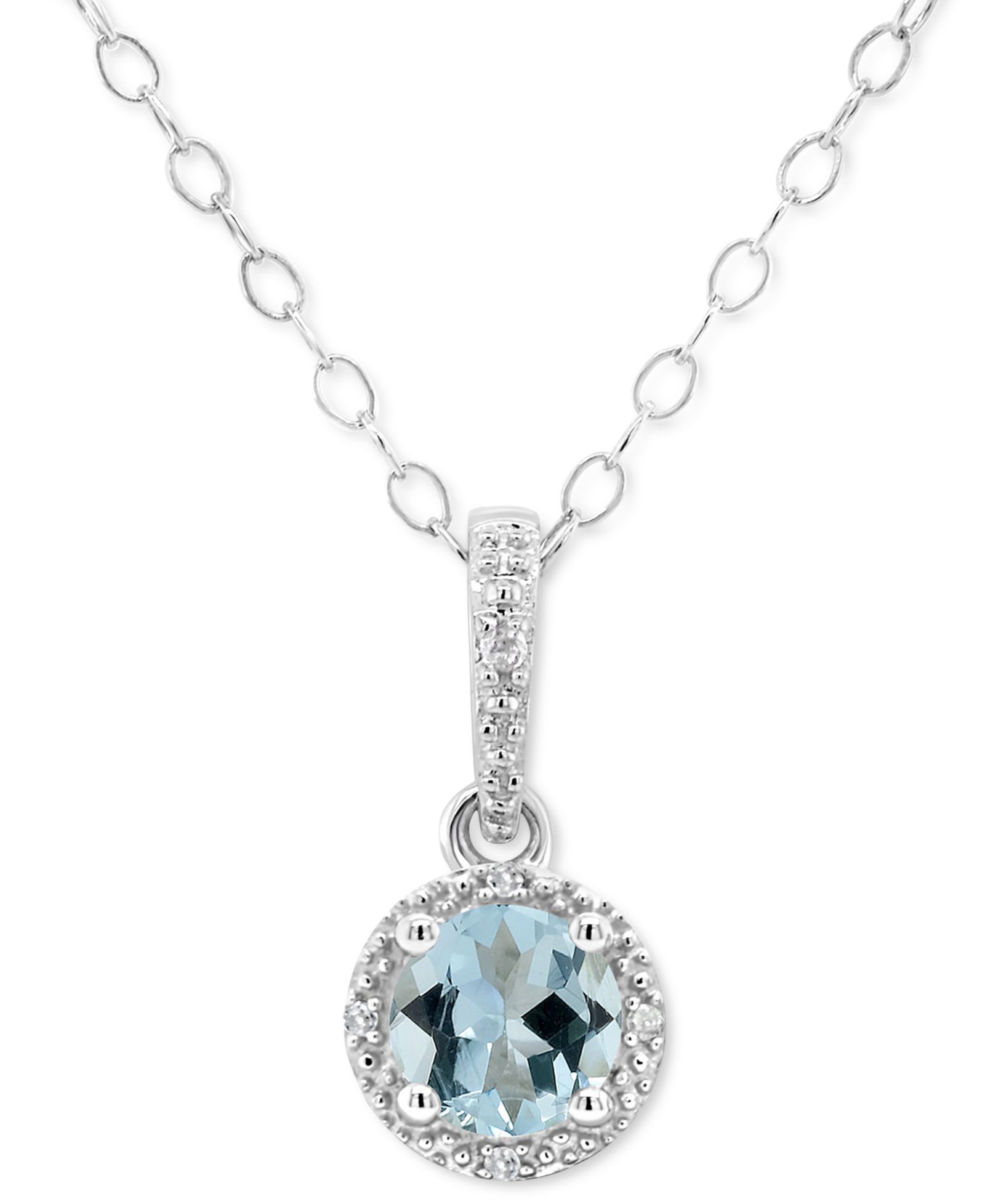 Подвеска-кулон Aquamarine Solitaire 18" в стерлинговом серебре (3/8 ct. t.w.)