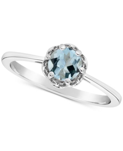 Кольцо Macy's Opal Six Prong Solitaire Ring (1/3 ct. t.w.) in Sterling Silver