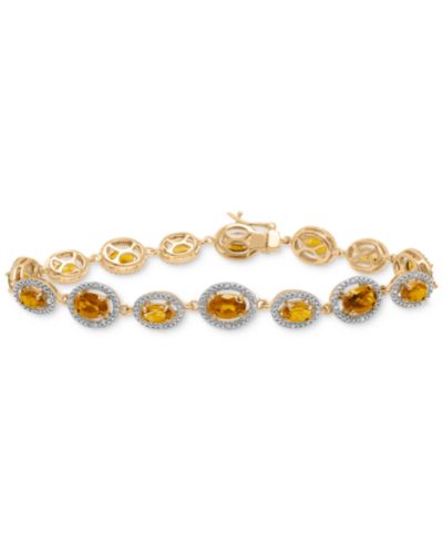 Браслет Amethyst & Diamond Halo Link in 14k Rose Gold-Plated Sterling Silver