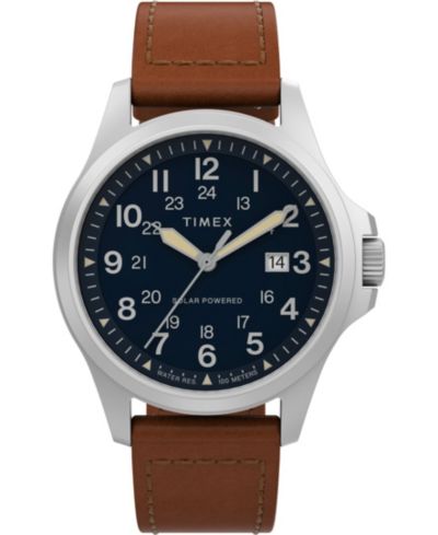 Timex Мужские часы Solar Brown Leather Strap 41 mm