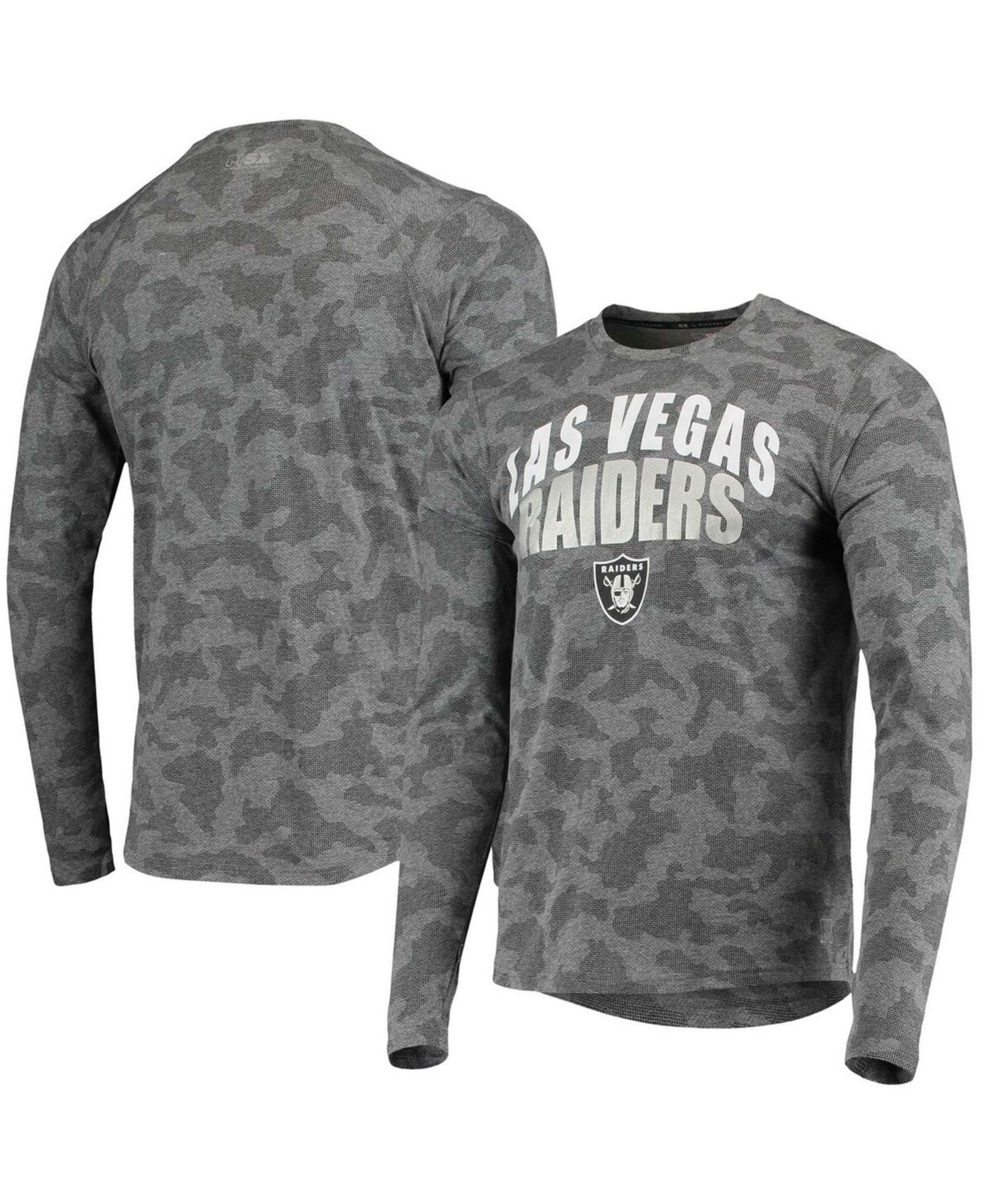 Мужская черная футболка Las Vegas Raiders Camo Performance с длинным рукавом
