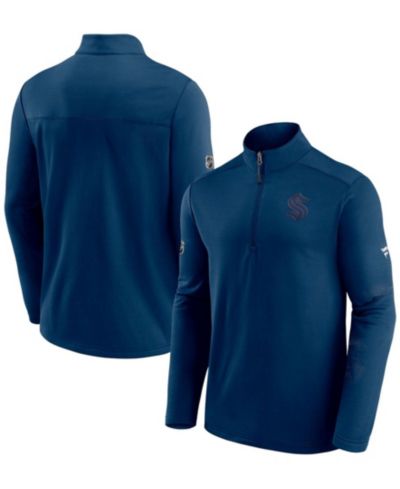 Куртка Fanatics Men's Deep Sea Blue Seattle Kraken Authentic Pro Travel and Training Quarter-Zip