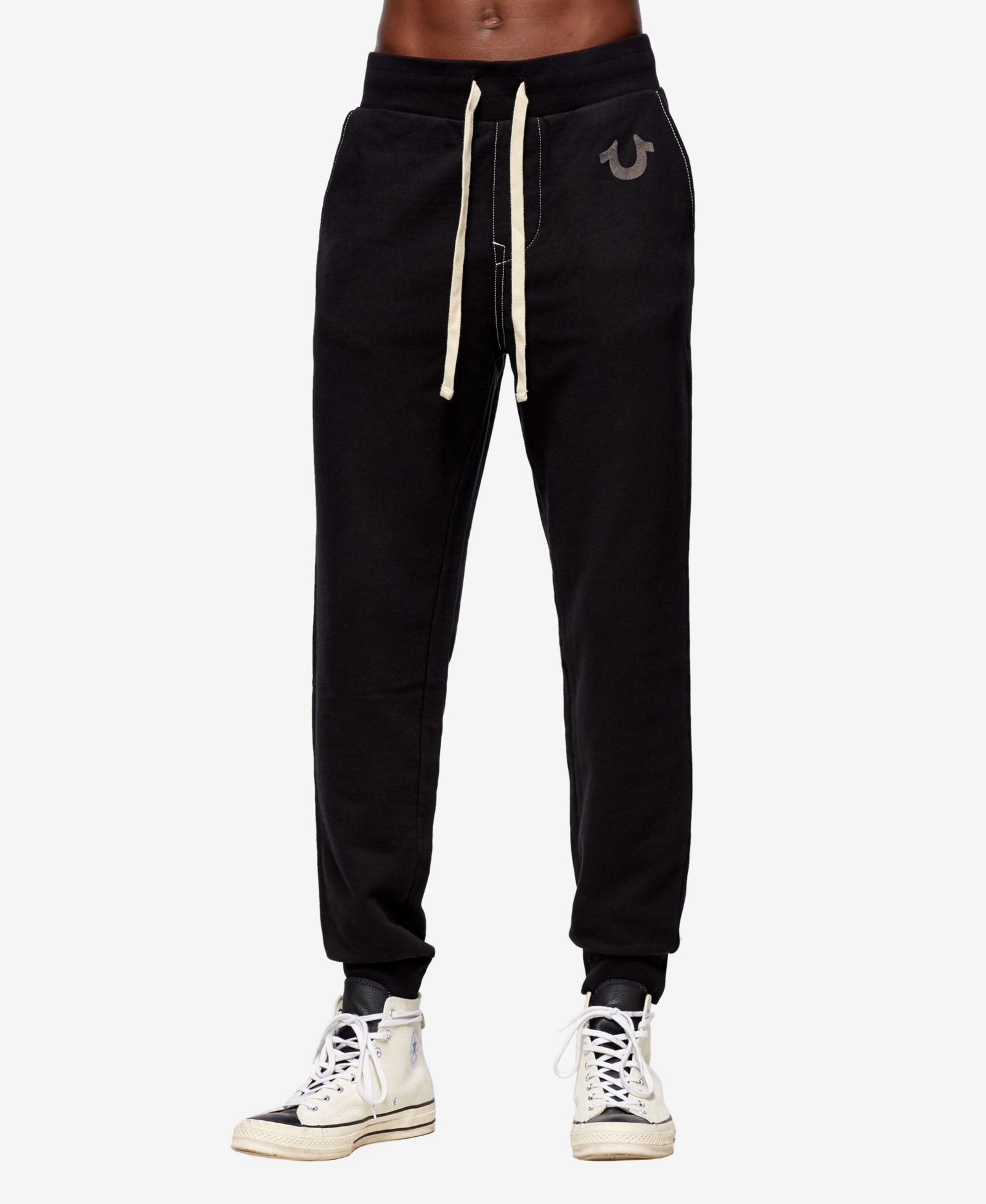 True Religion Men's Classic Logo Elastic Drawstring Joggers