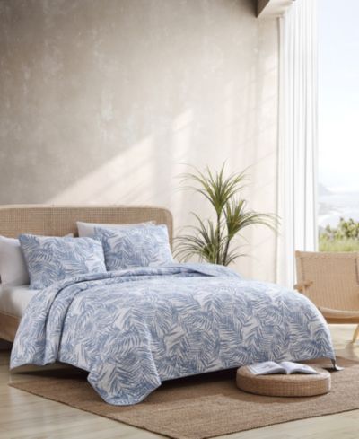 Комплект стеганых покрывал Tommy Bahama Home Palmday, хлопок, реверсивный, 2 предмета, Twin