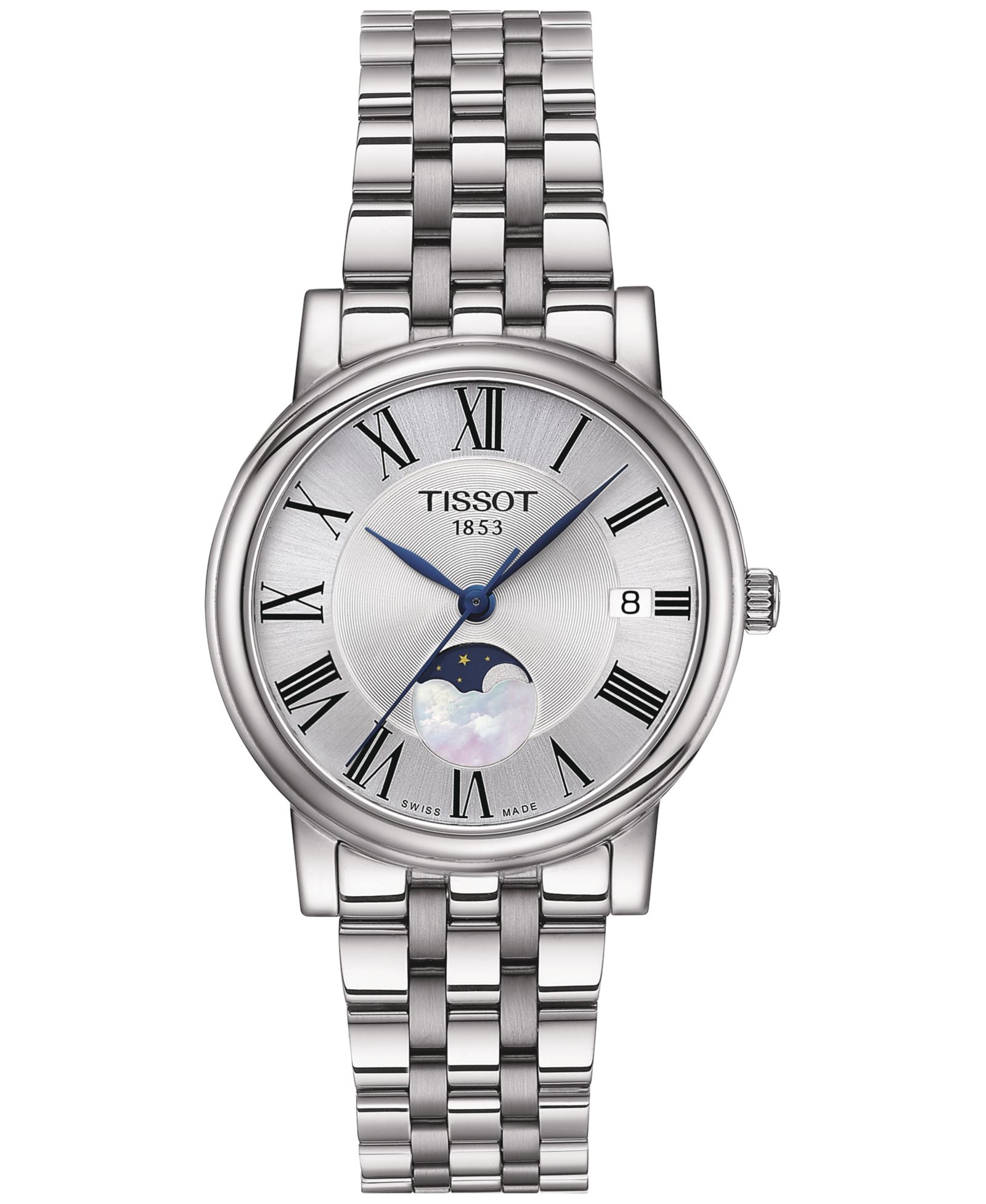 Женские часы Tissot Carson Premium Lady Moonphase Stainless Steel Bracelet 32mm