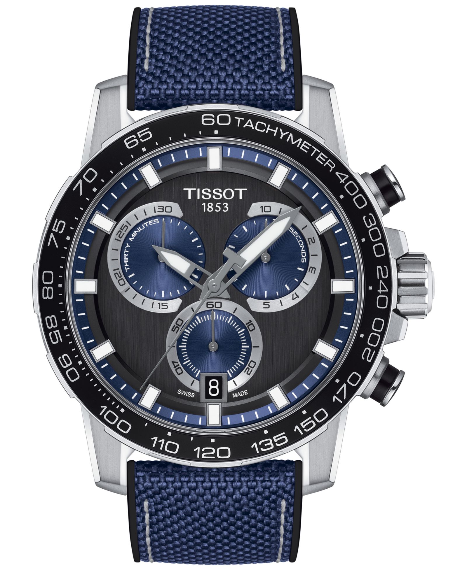 Tissot Men's Swiss Chronograph Supersport Blue Textile Strap Watch 40mm