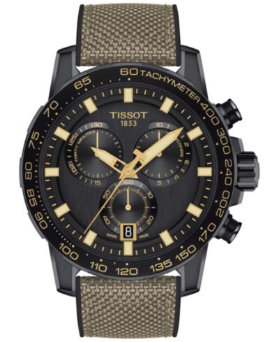 Мужские швейцарские часы Tissot Chronograph Supersport Beige Textile Strap, 40mm