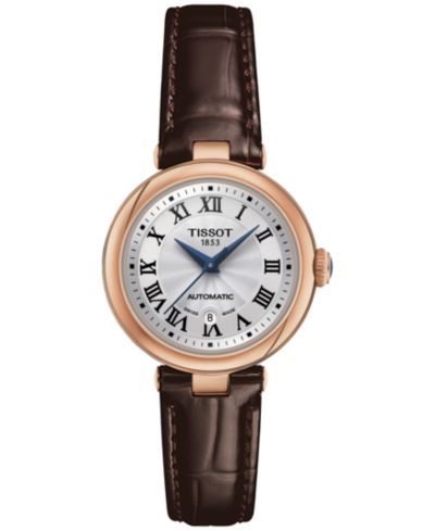 Tissot Женские часы Bellissima PVD Brown Leather Strap 29mm