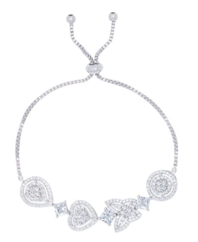 Браслет Cubic Zirconia Multi Shape Adjustable с напылением Fine Gold Plate, Fine Rose Gold Plate или Fine Silver Plate