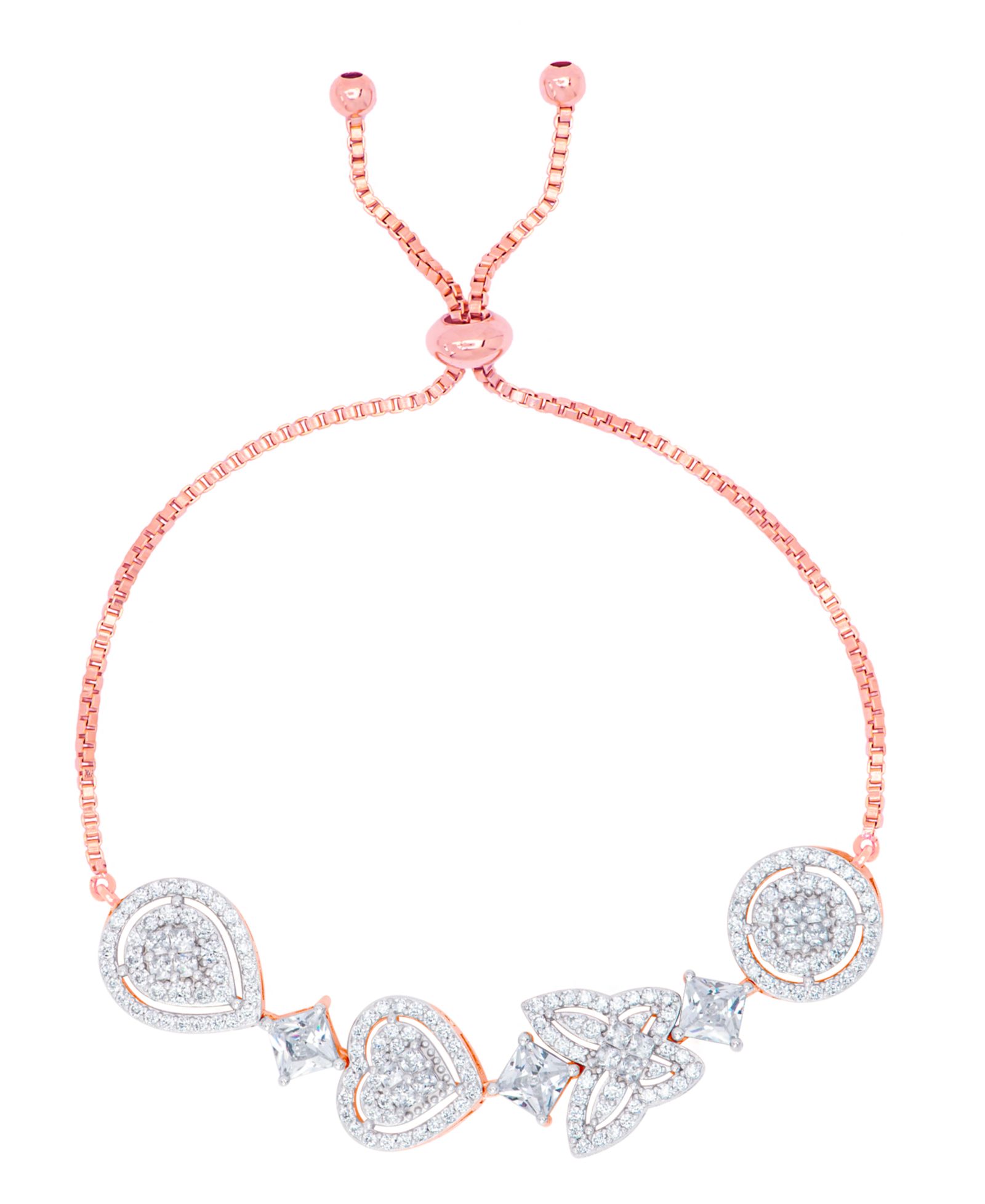 Браслет Cubic Zirconia Multi Shape Adjustable с напылением Fine Gold Plate, Fine Rose Gold Plate или Fine Silver Plate