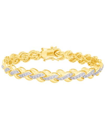 Браслет Diamond Accent X Weave Gold Plate или Silver Plate
