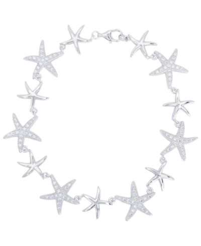 Cubic Zirconia Star Bracelet in Fine Gold Plate or Fine Silver Plate