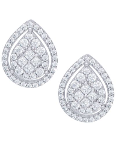 Серьги с фианитами Pear Halo в позолоте или серебре