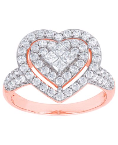Кольцо с Cubic Zirconia в форме сердца в золотом или серебряном покрытии