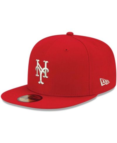 Мужская кепка New Era Red New York Mets Logo White 59FIFTY Fitted