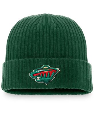 Мужская вязаная шапка Fanatics Kelly Green Minnesota Wild Core Primary Logo Cuffed