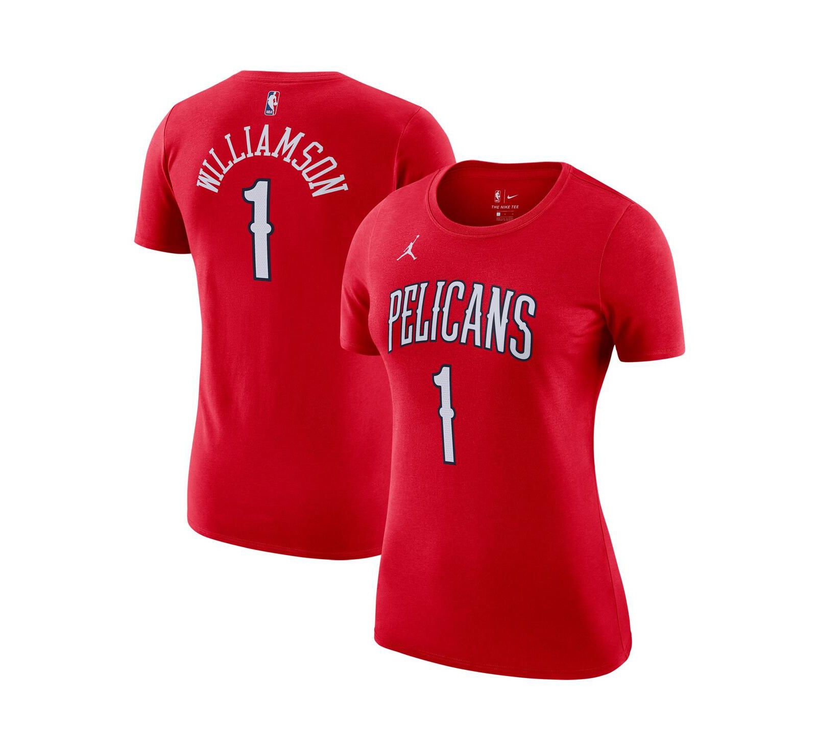 Женская футболка Jordan Zion Williamson Red New Orleans Pelicans Statement Edition с именем и номером