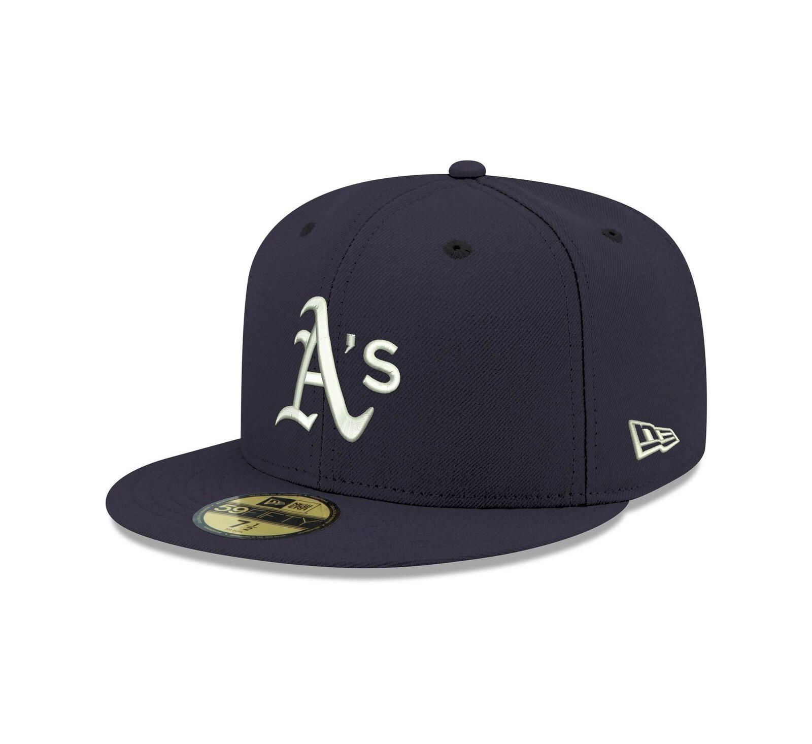 Men's Navy Oakland Athletics Logo White 59FIFTY Fitted Hat