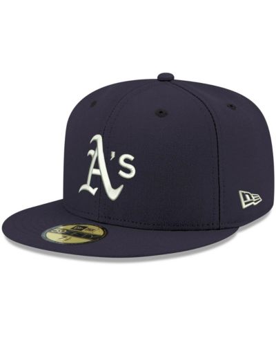 Мужская белая кепка 59FIFTY New Era Navy Oakland Athletics Logo