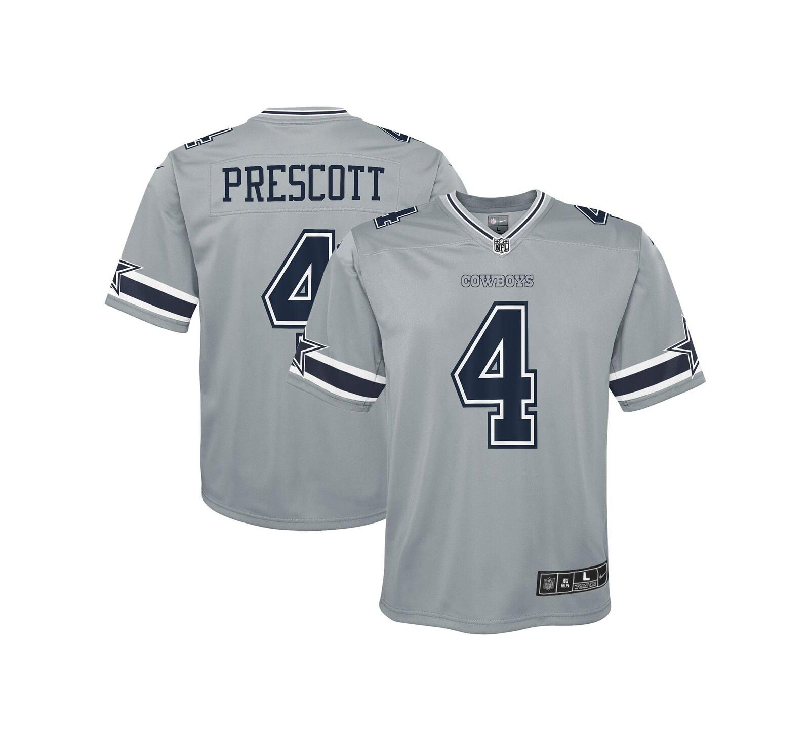 Игровая джерси Nike Big Boys Dak Prescott Silver Dallas Cowboys Inverted Team