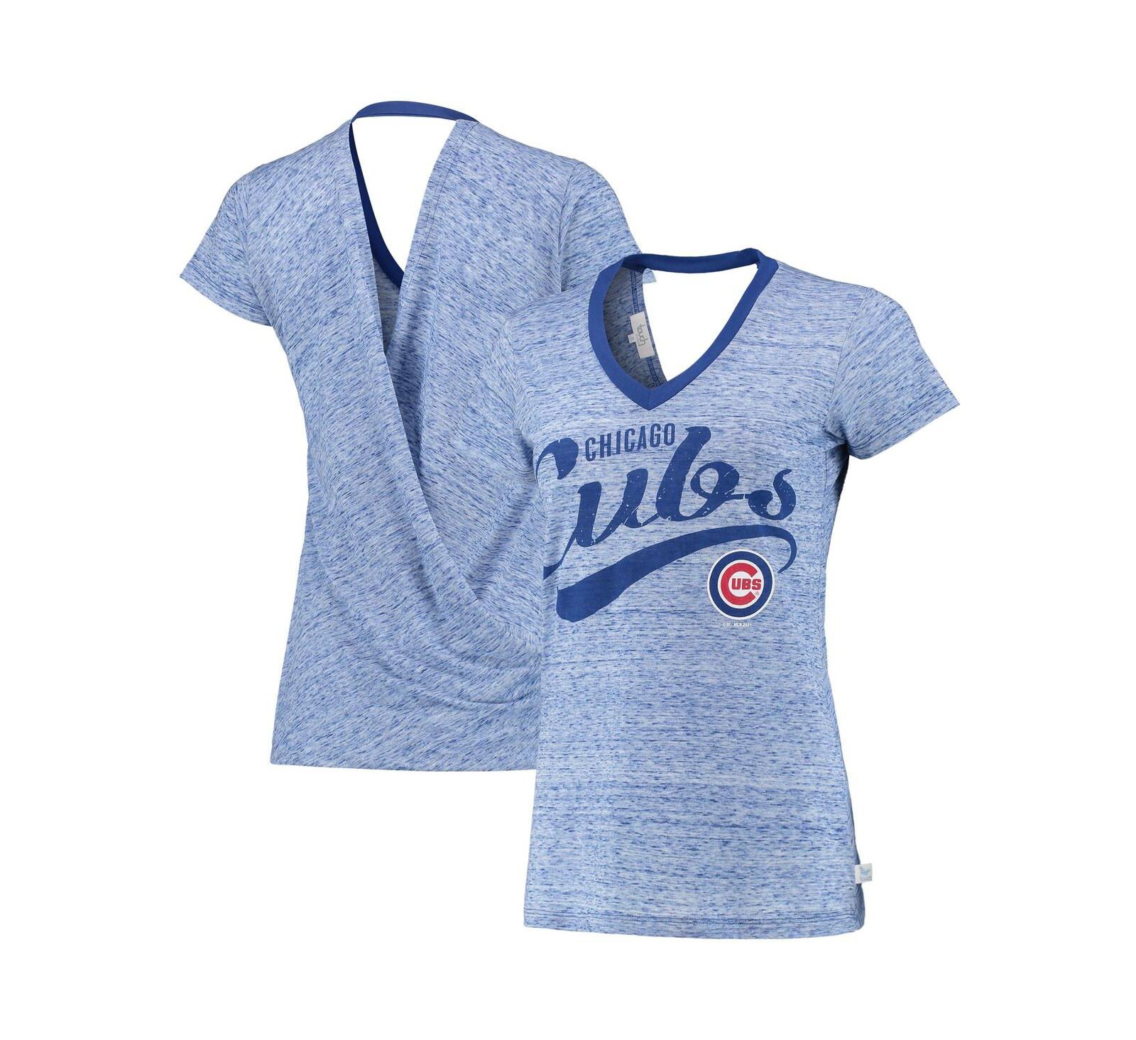 Женская футболка Chicago Cubs Hail Mary V-Neck Back Wrap, цвет Navy