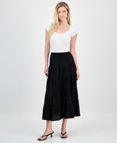 And Now This Women's Pull-On Tiered Maxi Skirt