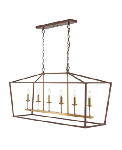 Pagoda Linear 6-Bulb Classic Traditional LED Pendant