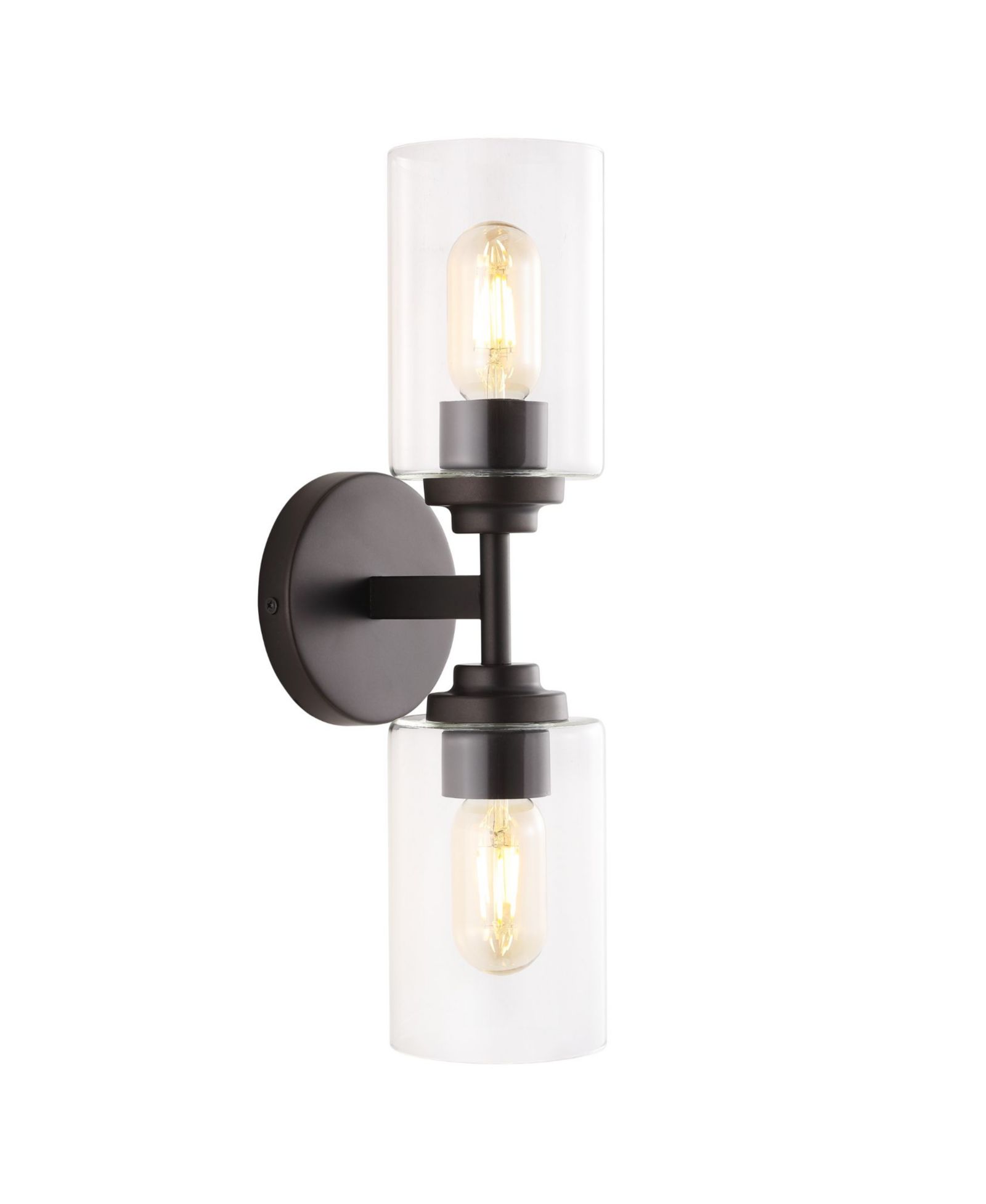 Giles 2-Light Farmhouse Industrial Iron Cylinder LED Sconce