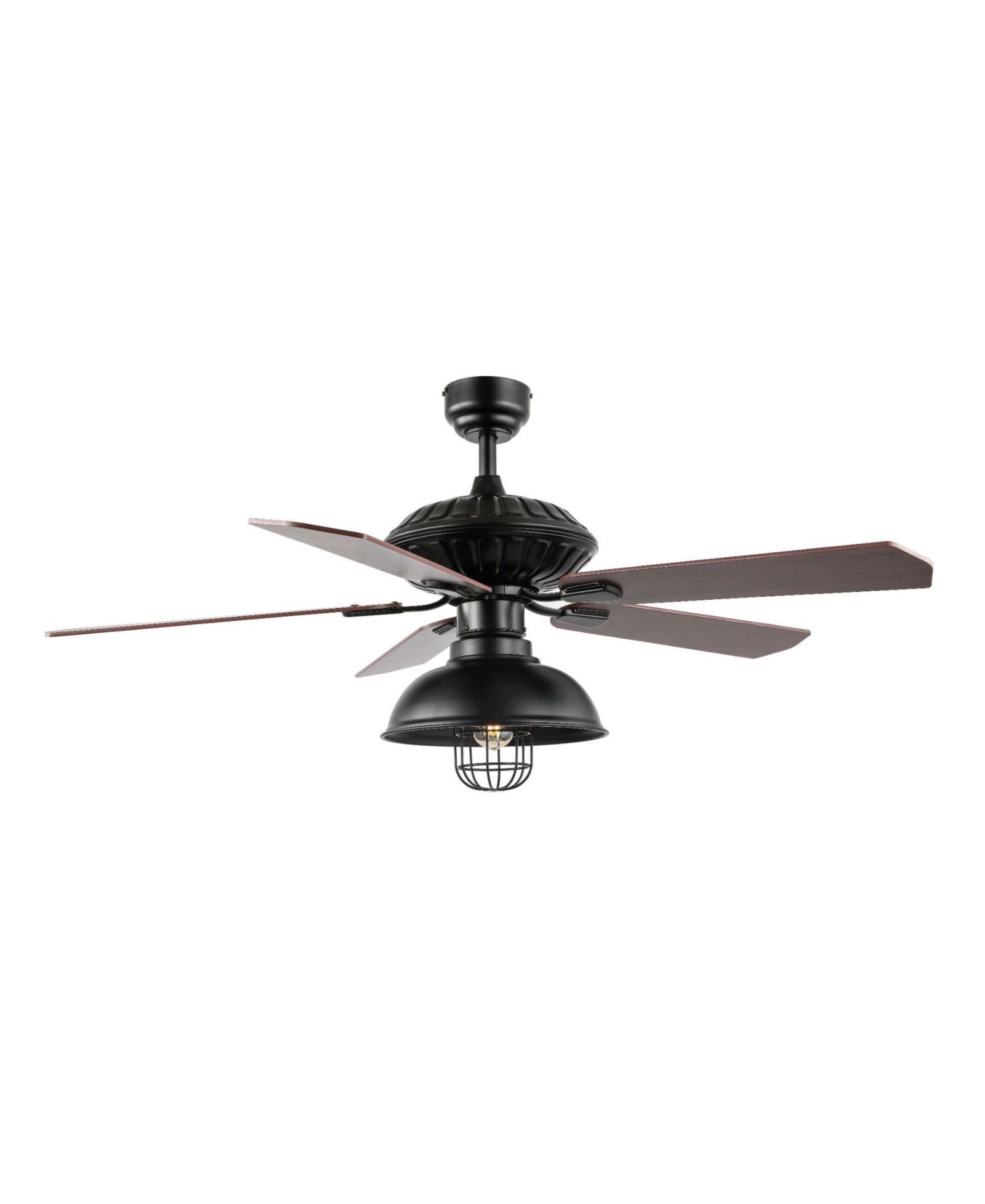 Потолочный вентилятор Ashton 1-Light Farmhouse Industrial Iron Dome Shade LED с пультом