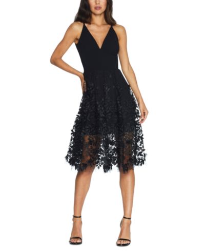 Платье Dress the Population Darleen Deep-V Floral-Appliqué