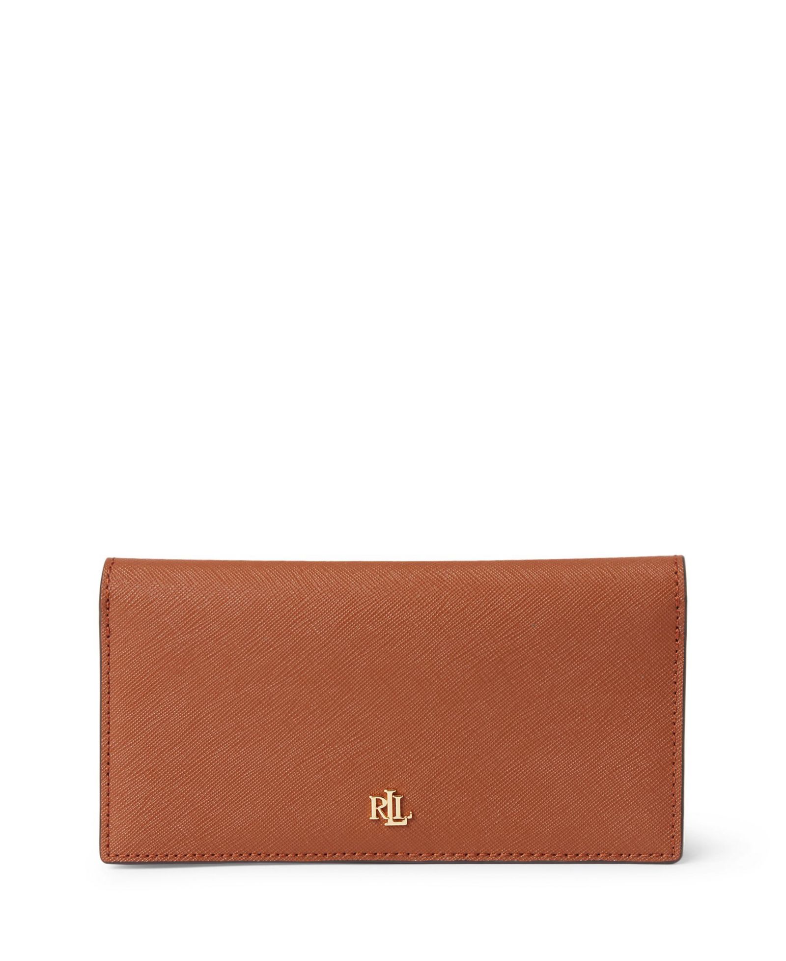 Lauren Ralph Lauren Crosshatch Leather Slim Snap Closure Wallet