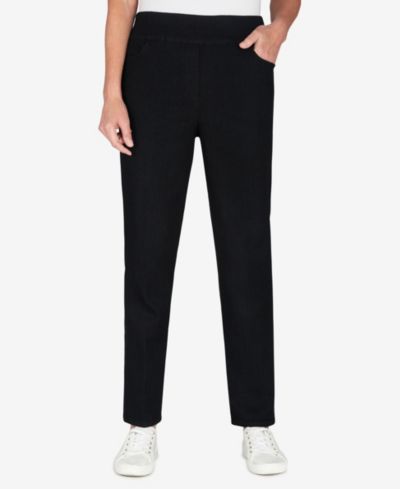 Женские джинсовые брюки Alfred Dunner Petite Mid-Rise Pull On Straight Leg Denim Pants, Petite & Petite Short