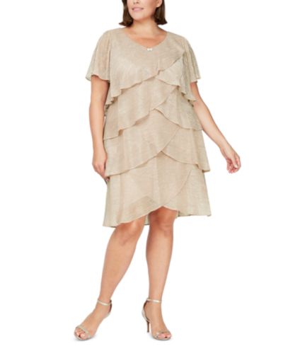 Женское многослойное металлическое платье SL Fashions Plus Size Tiered
