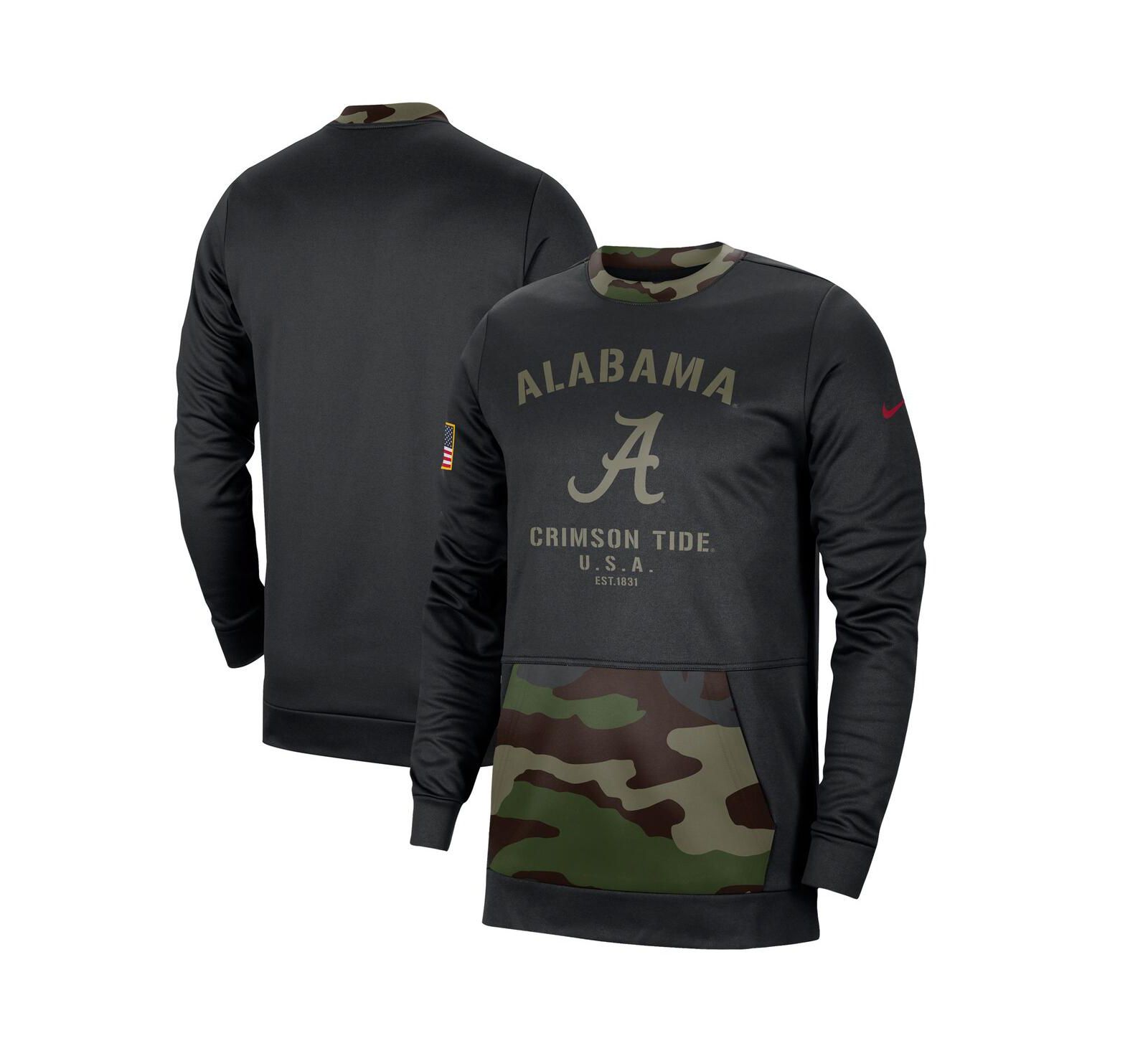 Толстовка Nike Men's Black Alabama Crimson Tide Military-Inspired Performance Pullover