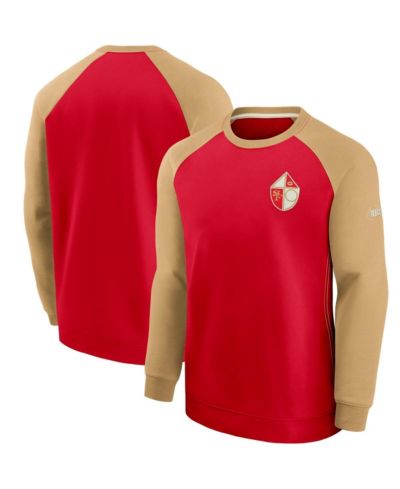 Nike Мужской спортивный свитер San Francisco 49ers Historic Raglan Crew, Scarlet and Gold-Tone