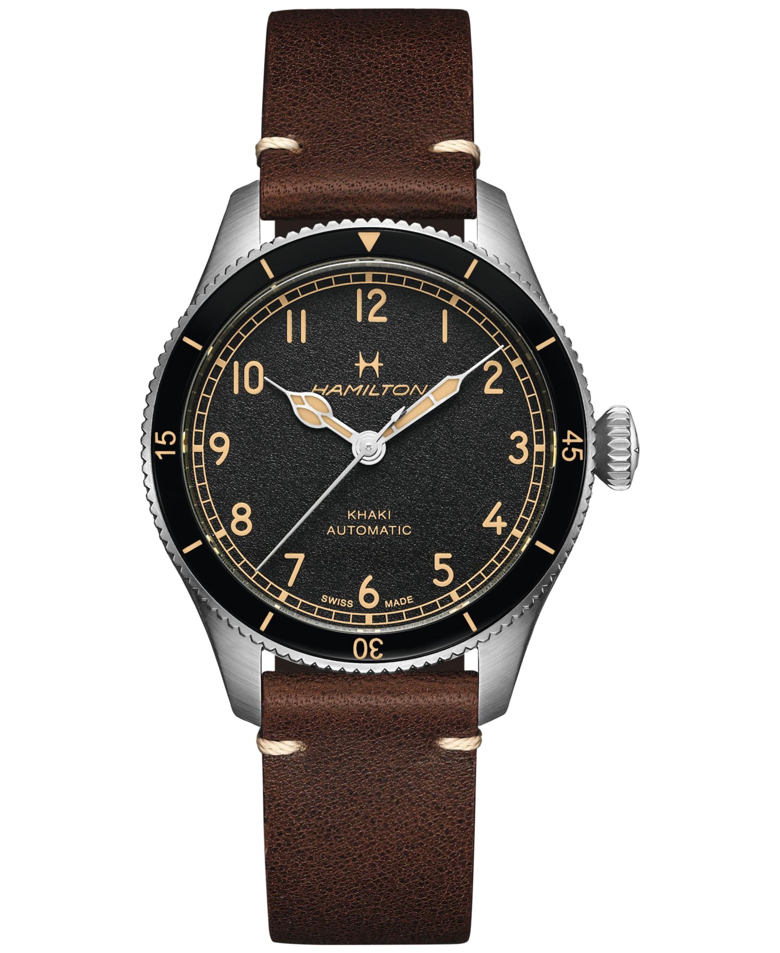 Hamilton Мужские часы Aviation Pioneer Automatic, коричневый кожаный ремешок, 38mm