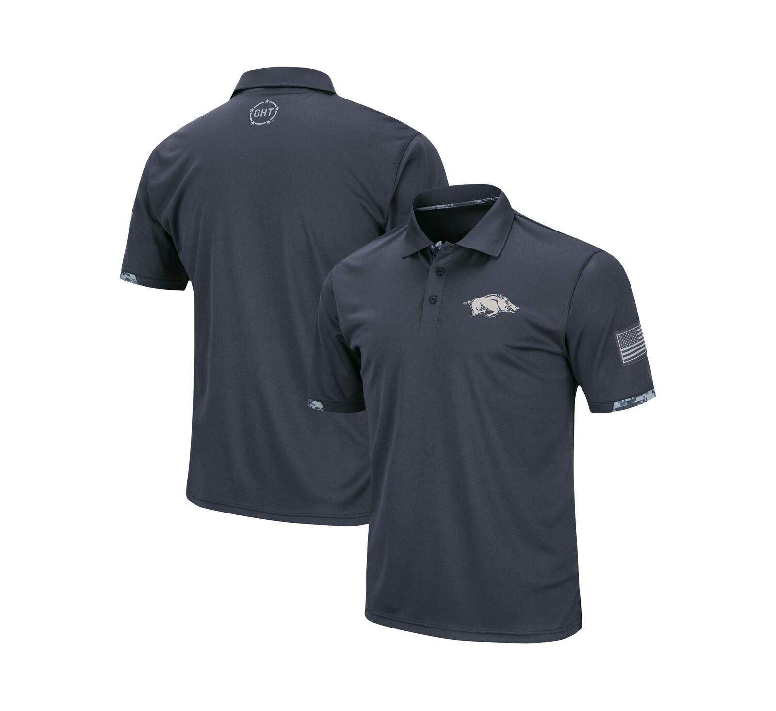 Men's Big and Tall Charcoal Arkansas Razorbacks OHT Military-Inspired Appreciation Digital Camo Polo Shirt