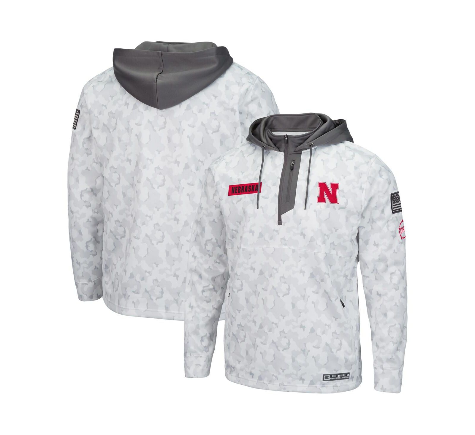 Colosseum Мужское худи Quarter-Zip в камуфляже Arctic Camo Nebraska Huskers OHT