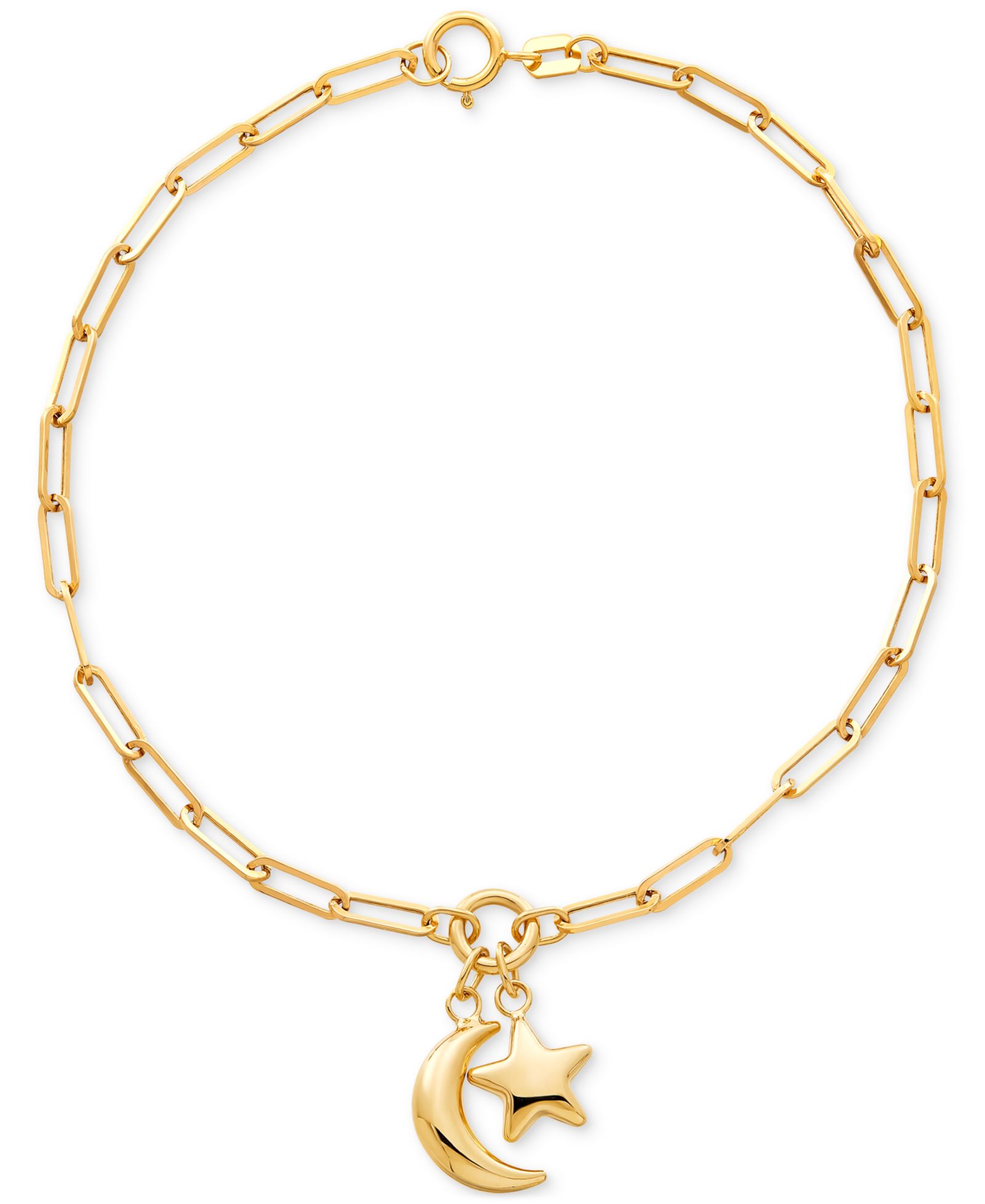 Moon & Star Charm Bracelet in 10k Gold