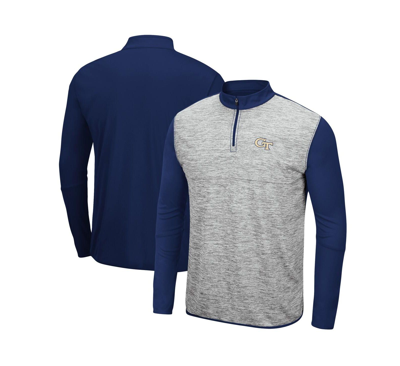 Men's Gray, Navy Georgia Tech Yellow Jackets Prospect Space-Dye Quarter-Zip Jacket