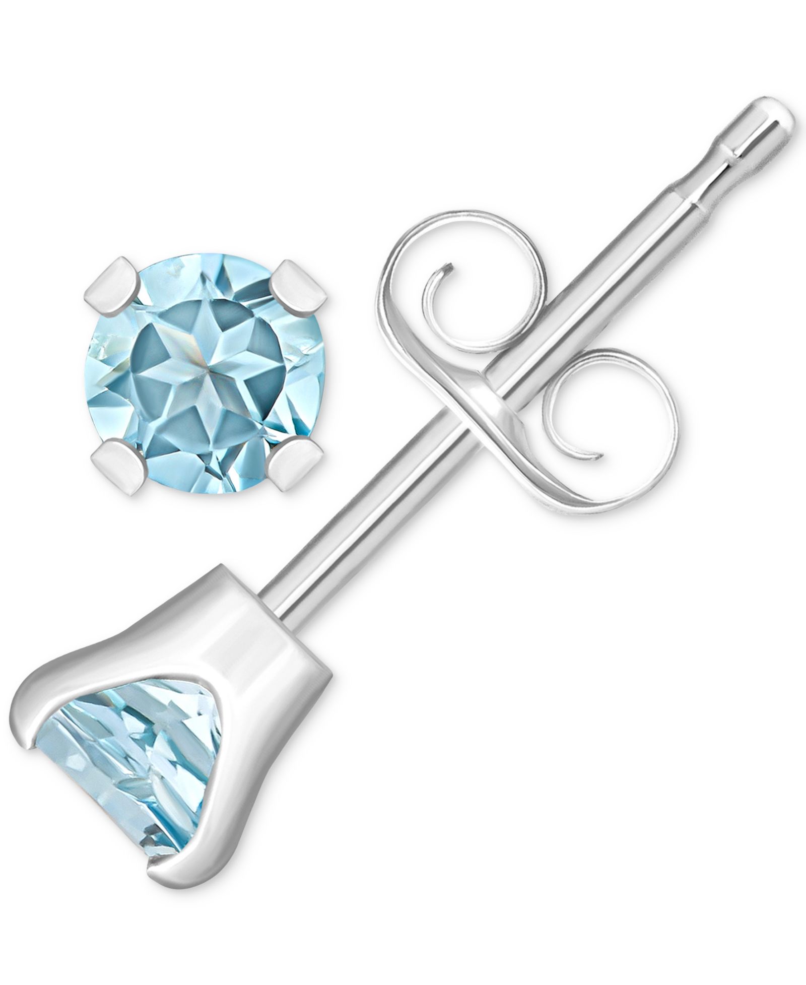 Серьги-гвоздики Aquamarine Solitaire Studs, 14k Gold, 1/5 ct. t.w.