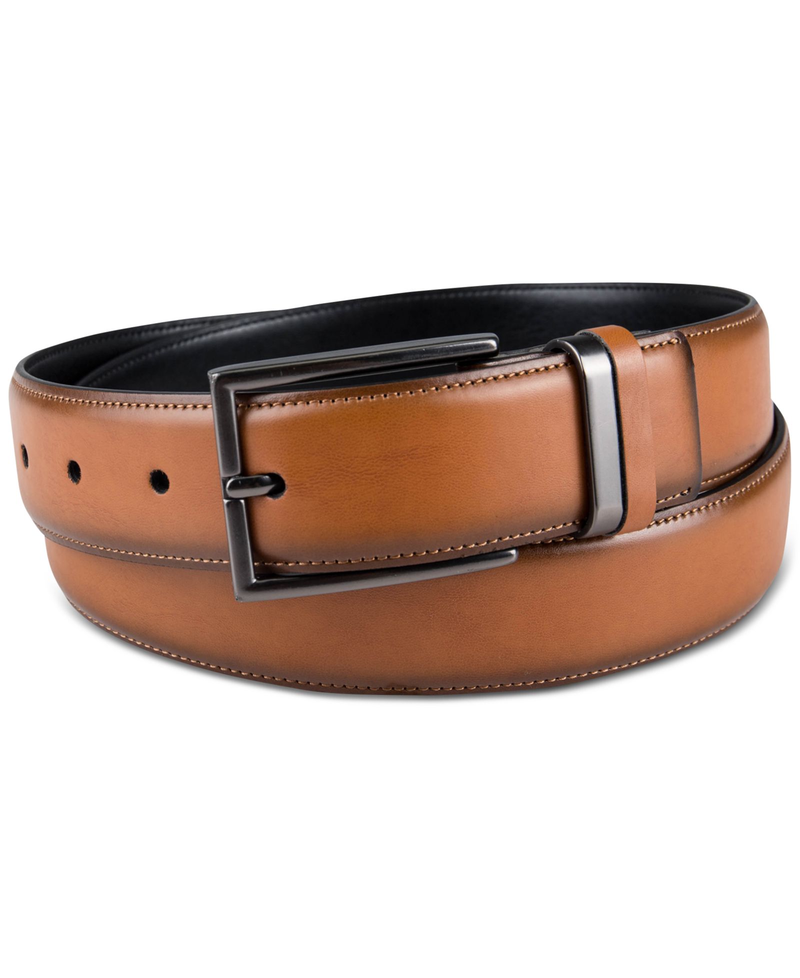 Alfani Мужской кожаный ремень с металлической пряжкой Burnished Edge