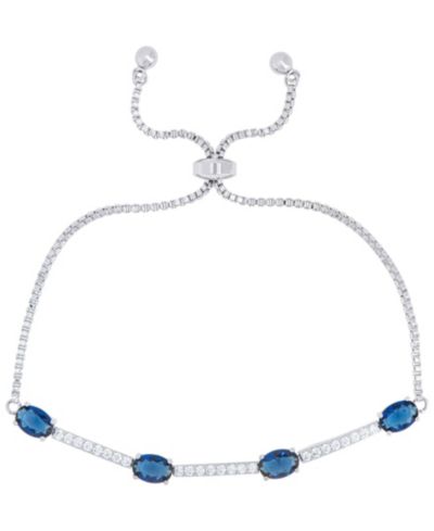 Браслет Macy's Lab Created Sapphire and Cubic Zirconia Oval Adjustable Bolo