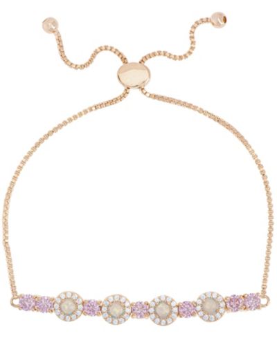Браслет-боло с имитацией опала и розового кубического циркония, Rose Gold Plate