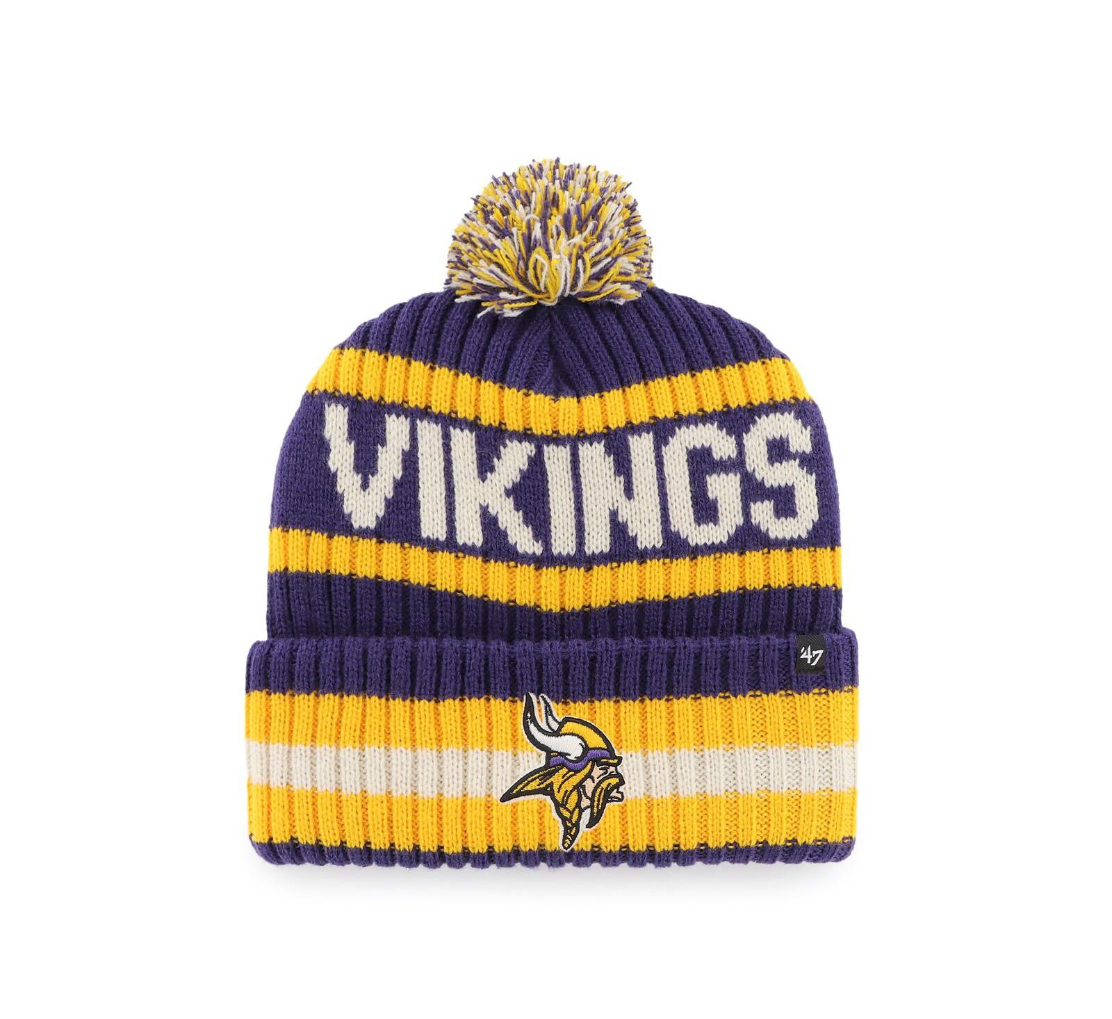 '47 Brand мужская вязаная шапка с помпоном Purple Minnesota Vikings Bering Cuffed