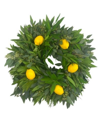 Венок GreenishBlu с розмарином, эвкалиптом, лавровым листом и лимоном, 22"